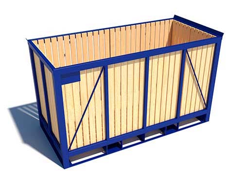 Stahlrahmen Kiste für Gemüse mit Holzgitter Seitenwand